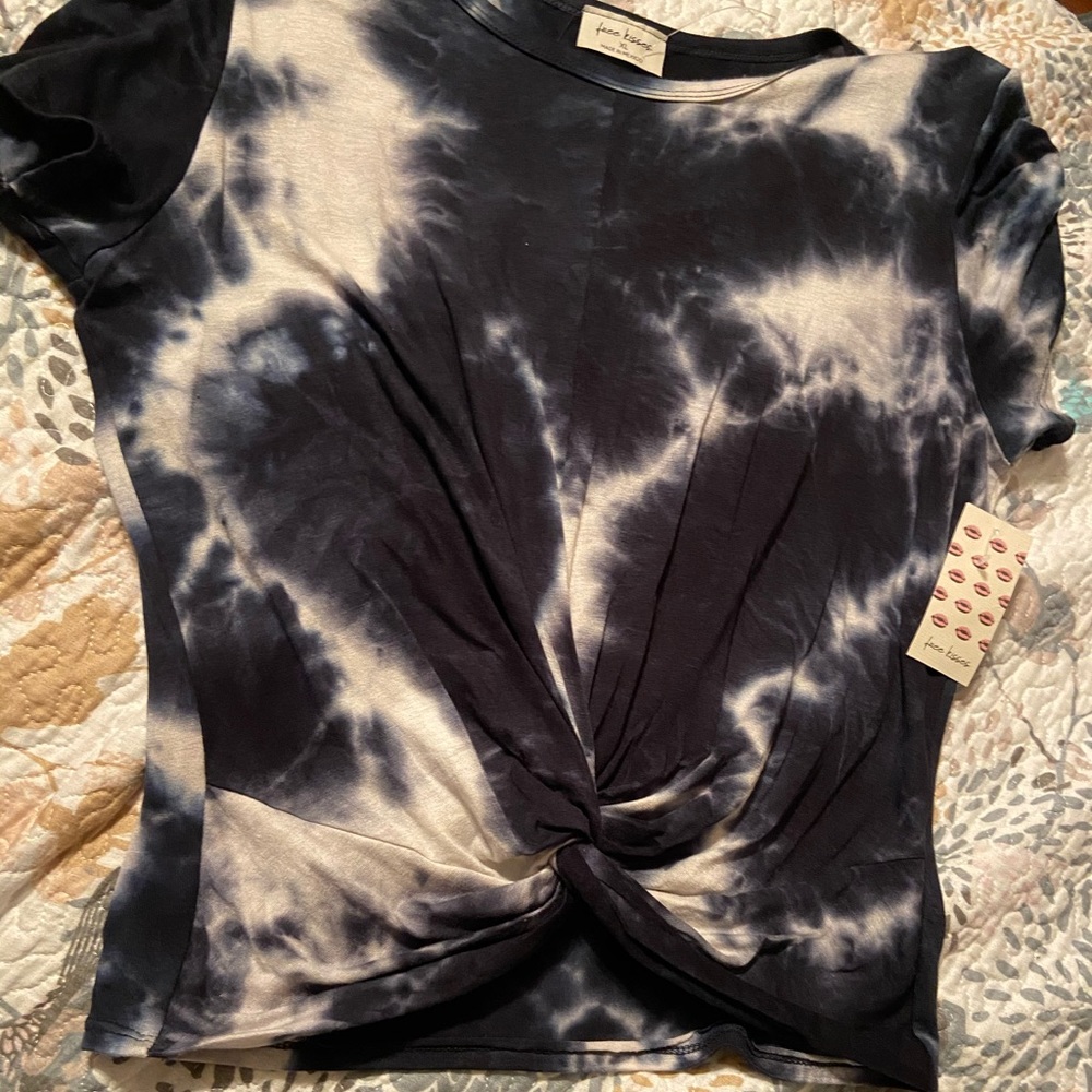 Tie dye tie front crop top